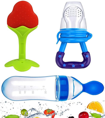 The Cheeky Kidzz Baby Spoon Feeding Bottle| Fruit Food Nibbler & Silicone Fruit Shape BPA Free Teether and Feeder(Multicolor)