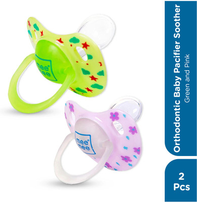 MeeMee Pacifier Soft Silicone Nipple| BPA Free | Oral Stimulatory | Teether - Pack of 2 Soother(Multicolor)