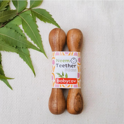 BABYCOV Neem Wood Teethers for Baby Set of 1 for 3 Months Baby. (Teether Stick Ring) Teether(Brown)