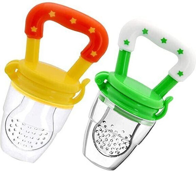 Chicbunny Food/Fruit Nibbler with Extra Mesh, Soft Pacifier/Feeder, Teether For Baby Feeder(Yellow, Green)