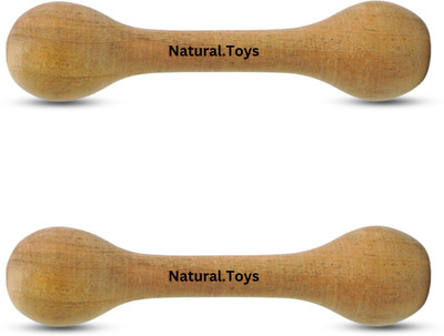 Natural.Toys Wooden Teether Dumbler Baby Chusni Sacker Soother Rattle Nibbler for Baby 2-PC Teether(Brown)