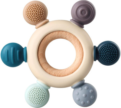 LILA ENTERPRISE Baby Toy - 2 in 1 Teething Toy- Silicone Teether(Multicolor)