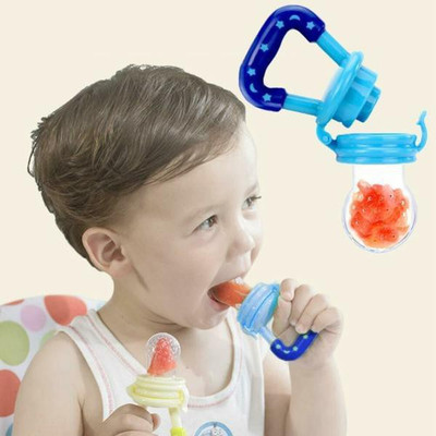 AuraGreen Baby BPA Free Silicon Teether for Food Feeding Teether and Feeder(Blue)