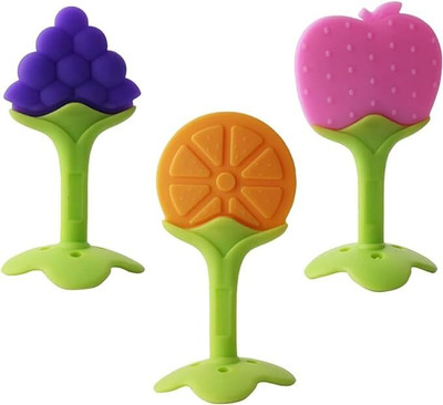 Vadhavan 3(pc) Baby Fruit Shape Silicone Teethers FDA-Approved Soft Silicone, BPA-Free Teether(Multicolor)
