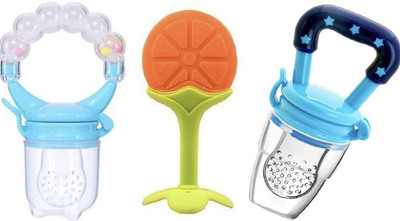 smilykid Baby Soft Silicone Rattle Nibbler Soother With Fruit Shape Teether BPA Free Teether and Feeder(Orange fruit)