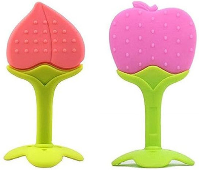 Chicbunny 2 PCS APPLE & PEACH SHAPE TEETHER Soother(Multicolor)