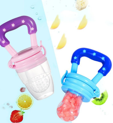 Manogyam 2-in-1 Baby Fruit Feeder and Teething Toy,Ultra-Soft Silicone for Babies Feeder(Multicolor)