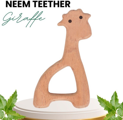 opatoys Wooden Neem Teether Giraffe For 0 to 24 Months Babies Teether(Natural)