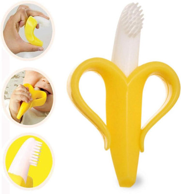 Dhochak Silicone Banana BPA Free Material Teether for Baby/Toddlers/Infants(Pack of 1) Teether(Yellow, Multicolor)