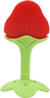 Smiley mia Infant & Baby Massager & Teether Toy pack of 1, Fruit-Shaped Multi-Texture Teether(Red)
