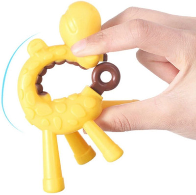 ApparelNation Baby Giraffe Teether Toy Silicone BPA-Free For Infant Teething Teether and Feeder(Yellow)