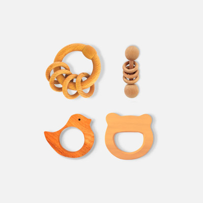 Devendra art and craft Gift Perfect: Neem Wood Teether Set & Natural Rattle Duo Teether(Brown)