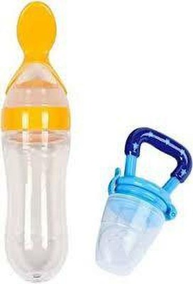 MAHINNX baby Fruit and Food Nibbler Feeder & Teether BPA free silicone ( pack of 1) Teether(yellow and blue)