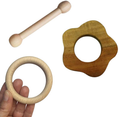 Craft Corner Neem Wooden Teether Combo For Kids First Toy Teether(Brown)