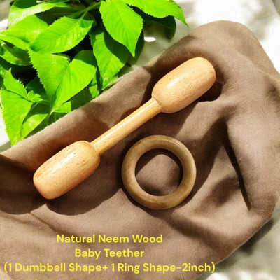 Shreeja Shilpcraft Eco-Friendly Neem Wood Teether – Gentle Relief for Teething Feeder(Brown)