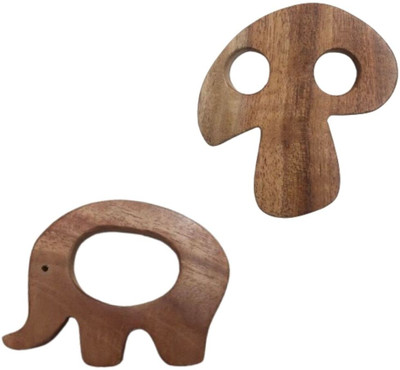 Craft Corner Neem Wooden Teether Combo For Kids First Toy Teether(Brown)