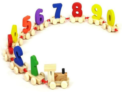 KANESI Wooden Train Educational Model Vehicle Toys Vehicle Pattern 0 To 9 Number Teether(Multicolor)