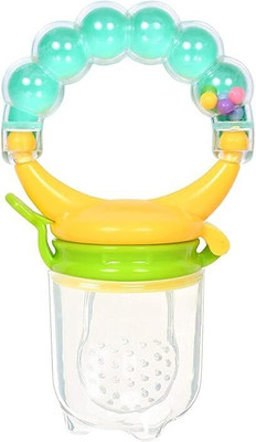 Chicbunny 1pc BPA-Free Silicone Food Nibbler for Fruit and Veggie with Rattle Handle Feeder(Multicolor)