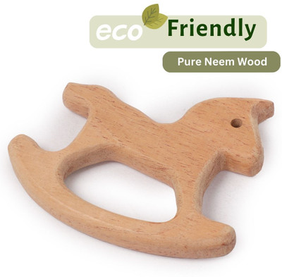 opatoys Wooden Neem Teether Horse For 0 to 24 Months Babies Teether Teether(Natural)