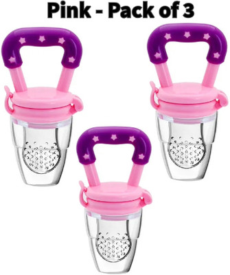 SIPRO Silicone Food/Fruit Nibbler, Soft Pacifier & Feeder Joystar | Feeder(PINK PACK OF 3)