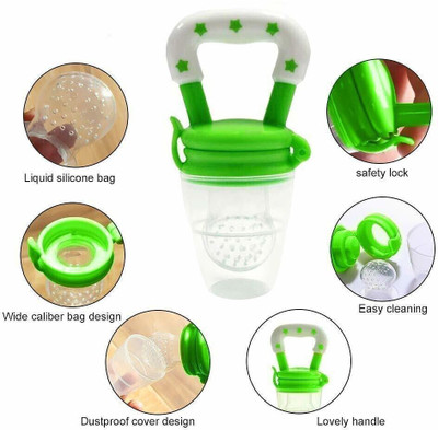 K3NTERPRISES Baby Fruit Food Feeder Teether and Feeder(Star teether Green & Blue)