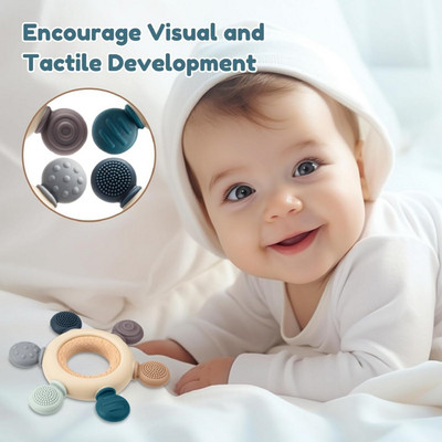 NARV Baby 2 in 1 Teething Toy teether Multi-Textured Rings Baby Silicone Teethers Teether(Multicolor)