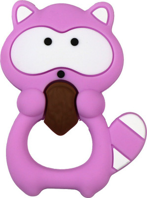 GUCHIGU Teethers for Babies BPA Free Silicone Soft Baby Toys Raccoon Shaped Baby Gum Molar Chew Toy Releive Long Tooth Pain Toodle Teething Pacifier BT2039E (6 - 12 Months, Pink) Teether(Pink)