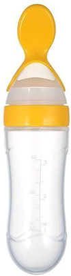 Claoberry Silicone Feeding Spoon Bottle: BPA-Free Solution for Semi-Solid - 90 Ml Feeder(Yellow)