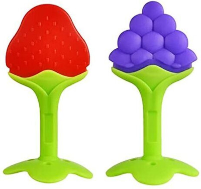 Smiley mia Silicone BPA Free Natural Teether with Storage Box for Newborn Infant(2 pieces ) Teether(Pack of 2 blue, Red)