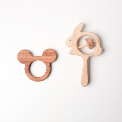 opatoys Neem Teether & Rattle Combo - Rabbit Rattle & Micky Mouse Teether For Babies Teether(Natural)