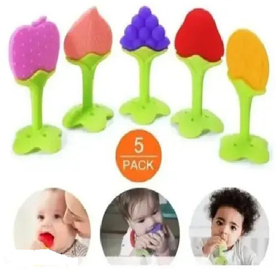 PAOUD Silicone BPA Free Fruit Shape Teethers for Baby/Infants Teether PACK OF 5 Teether(Yellow)
