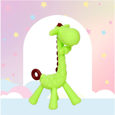 KRITIU Giraffe Shape Food Grade/BPA Free Silicone Teether Toy For Babies & Toddlers Teether(Green)