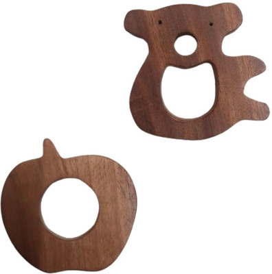 Craft Corner Neem Wooden Teether Combo For Kids First Toy Teether(Brown)