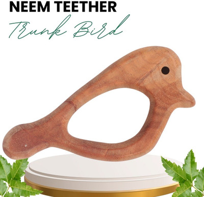 opatoys Wooden Neem Teether Trunk Bird For 0 to 24 Months Babies Teether(Natural)