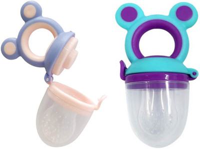 The Cheeky Kidzz Pack Of 2 Baby Soft Silicon Food and Fruit Feeder Nibbler BPA Free Teether and Feeder(BLUE PURPLE MICKEY)