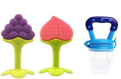 Atipriya Baby Fruit Nibbler and Feeder with Fruit Shape Silicone Teether for Teether and Feeder(Multicolor)