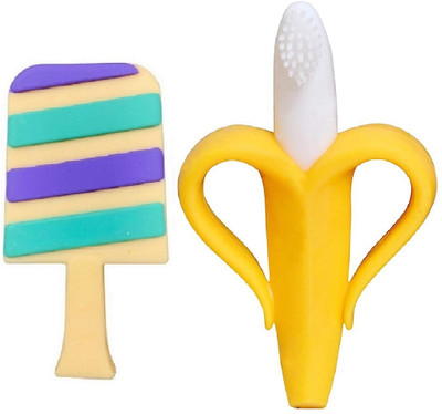 VINMOT Silicone Candy Shape Teether & Banana Shaped Toothbrush teether for Babies Teether(Multicolor)