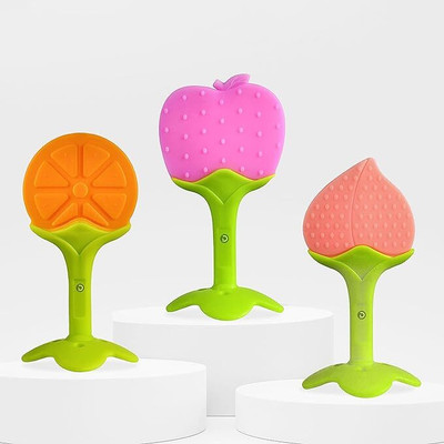 Vadhavan Fruits Shaped Teether Soother for New Born Baby 06 Teether(Peach)