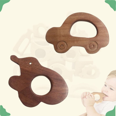 Craft Corner Neem Wooden Teether Combo For Kids First Toy Teether(Brown)