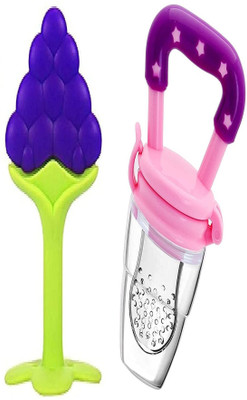 CHILD CHIC Baby Silicone Teether for 0-12 Months Baby & Fruit Nibbler Feeder for Babies Teether and Feeder(Multicolor 3)