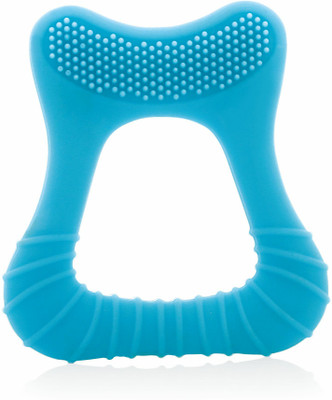 Beebaby Tooth Shape Soft Silicone Baby Teether with Bristles & Carry Case, BPA Free, 6M+ Teether(Tooth - Blue)