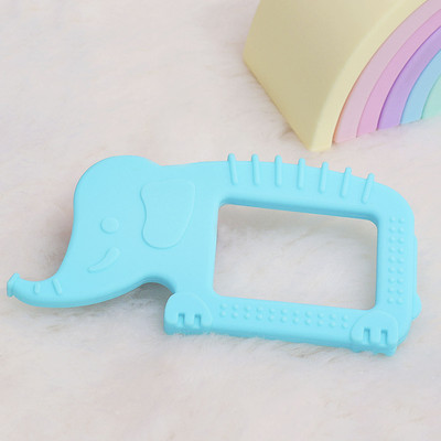 R for Rabbit Tiny Bites Safari – Cute Baby Silicone Teether - Elephant Blue Teether and Feeder(Elephant Blue)