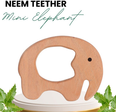 opatoys Wooden Neem Teether Mini Elephant (DUMBO) For 0 to 24 Months Babies Teether(Natural)