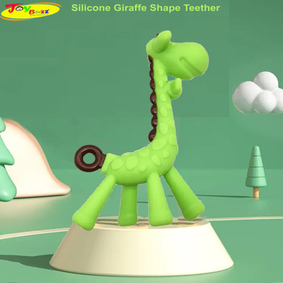 Joy Buzz BPA Free Giraffe Shape Silicone Teether - Pack of 1- color may vary Teether(Green)