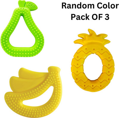 Khodiyar Banana Shape ,Pineapple Shape & Guava Shape Latest Teether Soother for baby Teether(Yellow)
