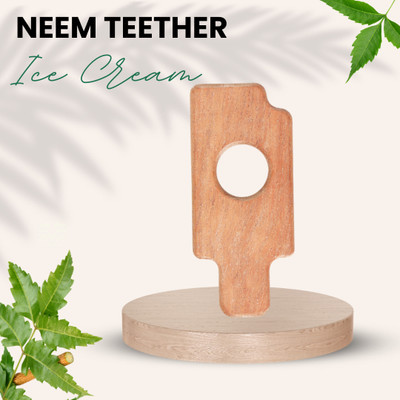 opatoys Natural Wooden Neem Teether Ice Cream For 0 to 24 Months Babies Teether(Wooden Color)