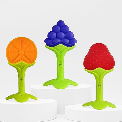 SuperDaze Combo of 3pc Silicone BPA Free Fruit Shape Teethers for Babies Teether(Multicolor)