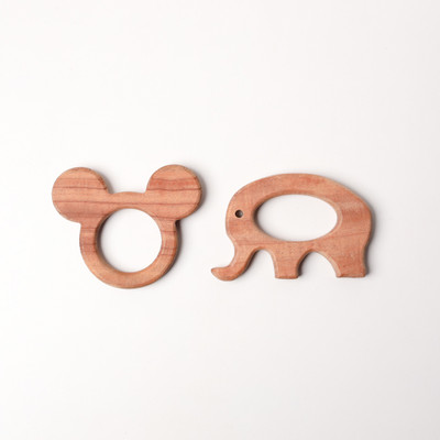 opatoys Neem Wood Teether Set Of 2 Mickey Mouse & Elephant Teether(Natural)