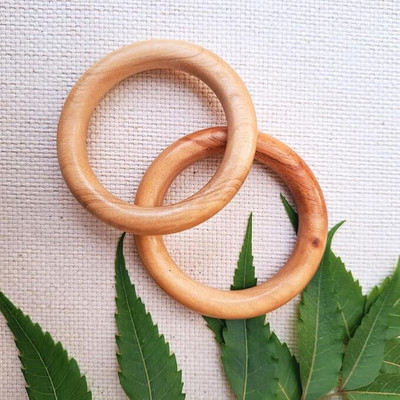 Craft Corner Neem Wood Ring Teethers Teether(Brown)