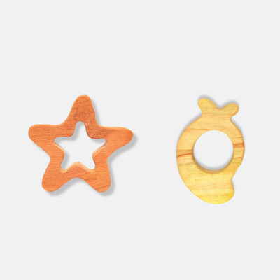 erenjoy Eco-Friendly Neem Wood Teethers - Star and Mango Shapes Teether(Wooden)